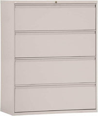 ALERA - 42" Wide x 53-1/4" High x 19-1/4" Deep, 4 Drawer Lateral File - Steel, Light Gray - Exact Tooling
