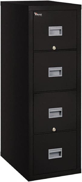FireKing - 17-3/4" Wide x 52-3/4" High x 25" Deep, 4 Drawer Pedestal - Steel, Black - Exact Tooling