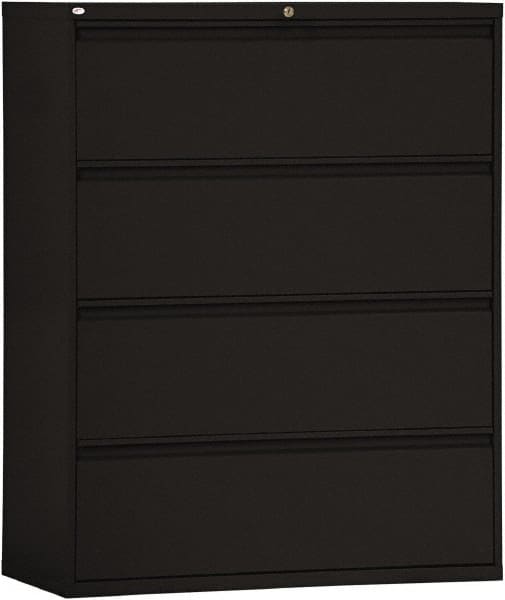 ALERA - 42" Wide x 53-1/4" High x 19-1/4" Deep, 4 Drawer Lateral File - Steel, Black - Exact Tooling