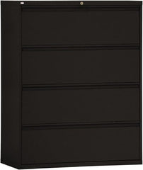 ALERA - 42" Wide x 53-1/4" High x 19-1/4" Deep, 4 Drawer Lateral File - Steel, Black - Exact Tooling