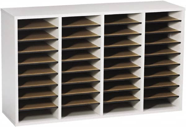 Safco - 39-1/4" Wide x 24" High x 11-3/4" Deep Laminated Compressed Wood Document Organizer - 36 Compartments, Gray, 9" Wide x 2-1/4" High x 11-1/2" Deep Compartment - Exact Tooling