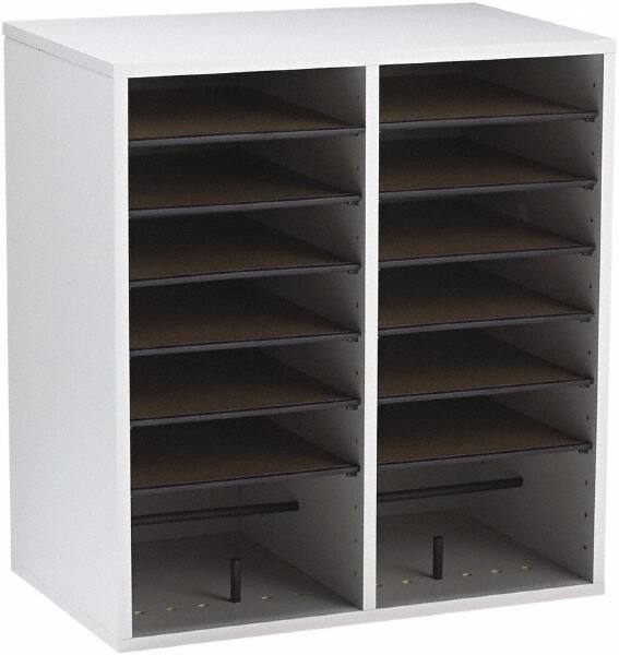 Safco - 19-1/2" Wide x 21" High x 11-3/4" Deep Laminated Compressed Wood & Fiberboard Document Organizer - 16 Compartments, Gray, 9" Wide x 2-1/4" High x 11-1/2" Deep Compartment - Exact Tooling