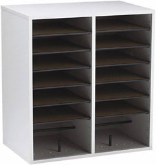 Safco - 19-1/2" Wide x 21" High x 11-3/4" Deep Laminated Compressed Wood & Fiberboard Document Organizer - 16 Compartments, Gray, 9" Wide x 2-1/4" High x 11-1/2" Deep Compartment - Exact Tooling