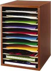 Safco - 10-3/4" Wide x 16" High x 12" Deep Fiberboard, Hardboard & Laminated Compressed Wood Document Organizer - 11 Compartments, Cherry, 9-1/2" Wide x 1-1/4" High x 11-5/8" Deep Compartment - Exact Tooling