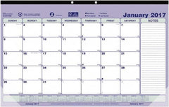 Brownline - 12 Sheet, 6-7/8 x 8-3/4", Desk Pad Calendar - Blue, White & Green - Exact Tooling