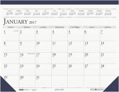 House of Doolittle - 12 Sheet, 8-1/2 x 11", Desk Pad Calendar - White & Blue - Exact Tooling