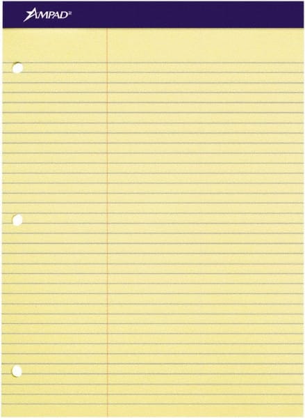 AMPAD - 100 Sheet, 4-1/4 x 5-1/2", Law Perforated Style Ruled Pads - Canary - Exact Tooling
