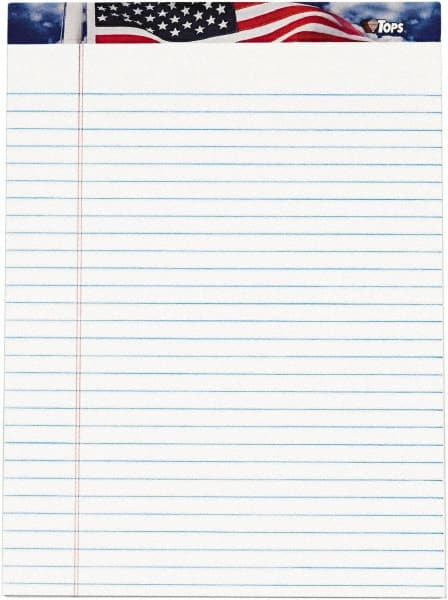 TOPS - 50 Sheet, 8-1/2 x 11", Legal/Wide (Style) Writing Pad - Red, White & Blue - Exact Tooling
