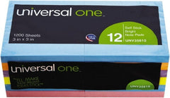 Universal One - 100 Sheet, 4-1/8 x 6-3/4", Plain Self-Stick Notes - Assorted Colors - Exact Tooling