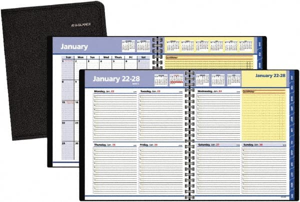 AT-A-GLANCE - 38 Sheet, 8 x 9-7/8", Weekly/Monthly Planner - Black - Exact Tooling