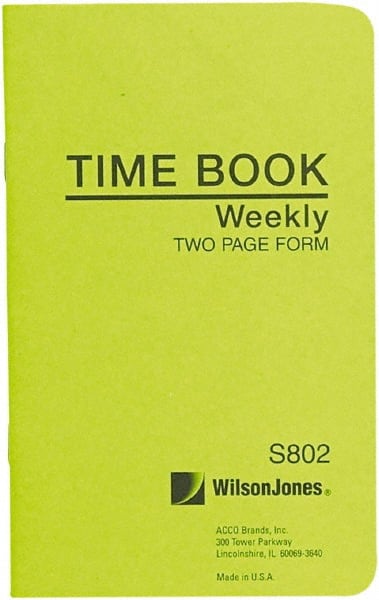 Wilson Jones - 36 Sheet, 4-1/8 x 6-3/4", Foreman\x92s Time Book - White - Exact Tooling