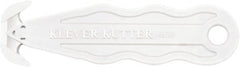 Klever Innovations - Recessed/Hook Blade Safety Cutter - 1-1/4" Carbon Steel Blade, White Nylon Handle, 1 Blade Included - Exact Tooling