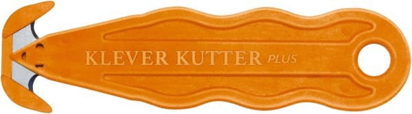 Klever Innovations - Recessed/Hook Blade Safety Cutter - 1-1/4" Carbon Steel Blade, Orange Nylon Handle, 1 Blade Included - Exact Tooling