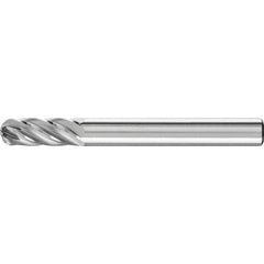 PFERD - SC-1, 1/4" Cut Diam, 1/4" Shank Diam, Carbide Inox Cut End Cut Cylinder with Radius End Burr - Exact Tooling