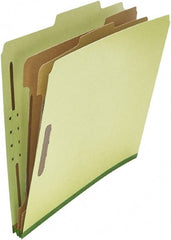 UNIVERSAL - 8-1/2 x 11", Letter Size, Green, Classification Folders with Top Tab Fastener - 25 Point Stock, Right of Center Tab Cut Location - Exact Tooling