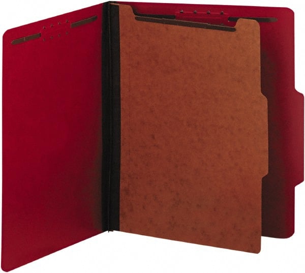 UNIVERSAL - 8-1/2 x 11", Letter Size, Ruby Red, Classification Folders with Top Tab Fastener - 25 Point Stock, Right of Center Tab Cut Location - Exact Tooling