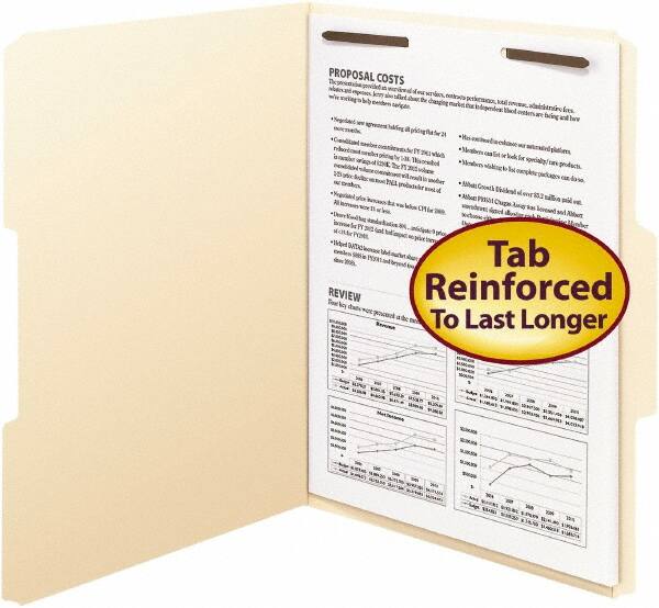 SMEAD - 8-1/2 x 11", Letter Size, Manila, File Folders with Top Tab - 11 Point Stock, Assorted Tab Cut Location - Exact Tooling