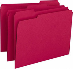 SMEAD - 8-1/2 x 11", Letter Size, Red, File Folders with Top Tab - 11 Point Stock, Assorted Tab Cut Location - Exact Tooling