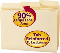 SMEAD - 8-1/2 x 11", Letter Size, Manila, File Folders with Top Tab - 11 Point Stock, Assorted Tab Cut Location - Exact Tooling