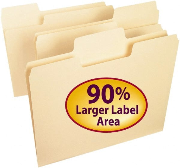 SMEAD - 8-1/2 x 11", Letter Size, Manila, File Folders with Top Tab - 11 Point Stock, Assorted Tab Cut Location - Exact Tooling