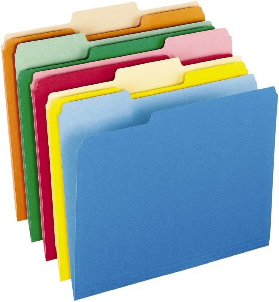 Pendaflex - 8-1/2 x 11", Letter Size, Assorted Colors, File Folders with Top Tab - 11 Point Stock, Assorted Tab Cut Location - Exact Tooling