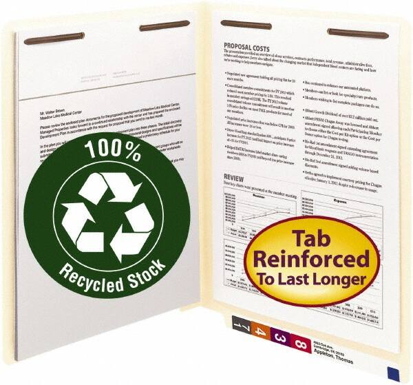 SMEAD - 8-1/2 x 11", Letter Size, Manila, File Folders with End Tab - 11 Point Stock, Straight Tab Cut Location - Exact Tooling