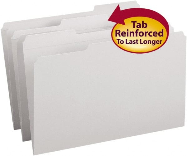 SMEAD - 9-1/2 x 14-1/2", Legal, Gray, File Folders with Top Tab - 11 Point Stock, Assorted Tab Cut Location - Exact Tooling