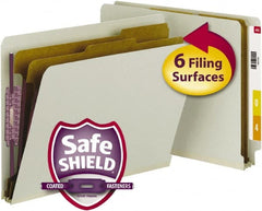 SMEAD - 8-1/2 x 11", Letter Size, Gray/Green, Classification Folders with End Tab Fastener - 25 Point Stock, Straight Tab Cut Location - Exact Tooling