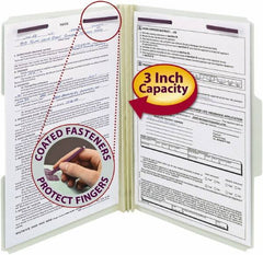 SMEAD - 9-1/2 x 14-1/2", Legal, Gray-Green, File Folders with Top Tab - 25 Point Stock, Assorted Tab Cut Location - Exact Tooling