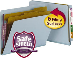 SMEAD - 8-1/2 x 11", Letter Size, Blue, Classification Folders with Top Tab Fastener - 23 Point Stock, Straight Tab Cut Location - Exact Tooling