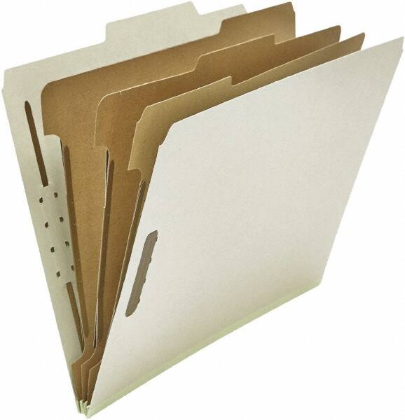 UNIVERSAL - 8-1/2 x 11", Letter Size, Gray, Classification Folders with Top Tab Fastener - 25 Point Stock, Right of Center Tab Cut Location - Exact Tooling
