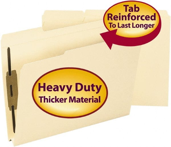 SMEAD - 8-1/2 x 11", Letter Size, Manila, File Folders with Top Tab - 14 Point Stock, Assorted Tab Cut Location - Exact Tooling
