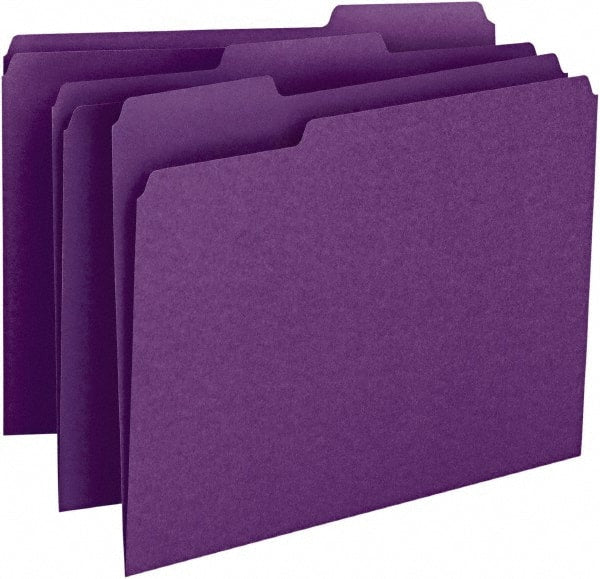 SMEAD - 8-1/2 x 11", Letter Size, Purple, File Folders with Top Tab - 11 Point Stock, Assorted Tab Cut Location - Exact Tooling