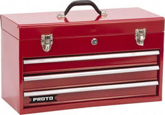 Proto - 1 Compartment 3 Drawer Tool Box - 20-3/16" Wide x 8-3/4" Deep x 11-3/4" High, Steel, Safety Red - Exact Tooling