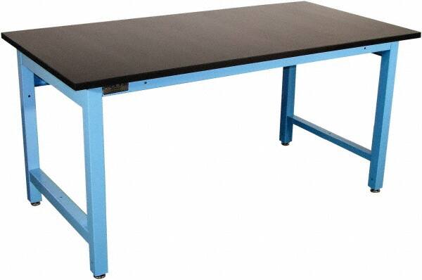 Proline - 72 Wide x 36" Deep x 36" High, Epoxy Resin Workbench - Adjustable Height Legs, Light Blue - Exact Tooling