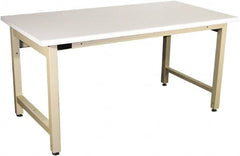 Proline - 72 Wide x 36" Deep x 36" High, Plastic Laminate Workbench - Adjustable Height Legs, Light Beige - Exact Tooling