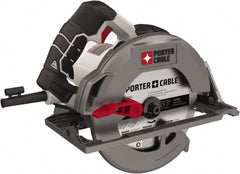 Porter-Cable - 15 Amps, 7-1/4" Blade Diam, 5,500 RPM, Electric Circular Saw - 120 Volts, 8' Cord Length, 5/8" Arbor Hole, Right Blade - Exact Tooling