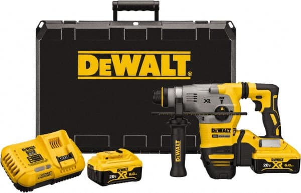 DeWALT - 20 Volt 1-1/8" SDS Plus Chuck Cordless Rotary Hammer - 0 to 4,480 BPM, 0 to 1,500 RPM, Reversible - Exact Tooling