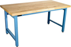 Proline - 72 Wide x 36" Deep x 36" High, Maple Workbench - Adjustable Height Legs, Light Blue - Exact Tooling