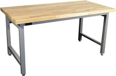 Proline - 72 Wide x 36" Deep x 36" High, Maple Workbench - Adjustable Height Legs, Light Gray - Exact Tooling