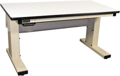 Proline - 60 Wide x 30" Deep x 42-1/2" High, Plastic Laminate Workbench - Adjustable Height Legs, Light Beige - Exact Tooling