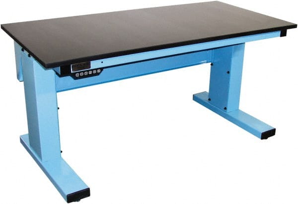 Proline - 60 Wide x 30" Deep x 42-1/2" High, Chem-Guard Workbench - Adjustable Height Legs, Light Blue - Exact Tooling
