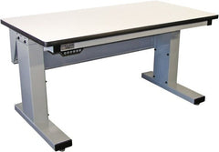 Proline - 60 Wide x 30" Deep x 42-1/2" High, Plastic Laminate Workbench - Adjustable Height Legs, Light Gray - Exact Tooling