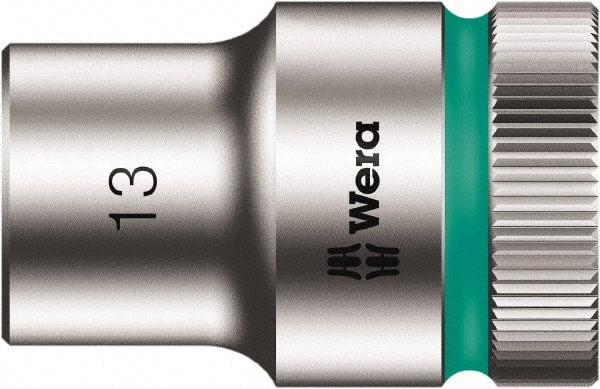 Wera - 1/2" Drive, Standard Hand Socket - 6 Points, Chrome Vanadium, Chrome Finish - Exact Tooling