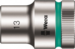 Wera - 1/2" Drive, Standard Hand Socket - 6 Points, Chrome Vanadium, Chrome Finish - Exact Tooling