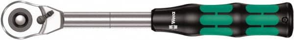 Wera - 1/2" Drive Pear Head Ratchet - Chrome Vanadium Finish, 11" OAL, 72 Gear Teeth, Ergonomic Cushion Grip Handle - Exact Tooling