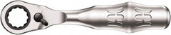 Wera - 1/4" Splined Drive Pear Head Mini-Ratchet Drive - Chrome Vanadium Finish, 4" OAL, 60 Gear Teeth, Forged Grip Handle - Exact Tooling