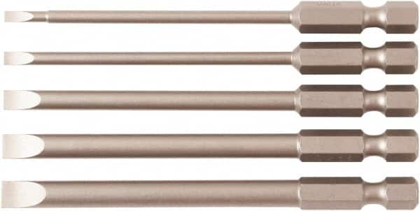 Wiha - 5 Piece, Bit Set - 1/4" Drive, Slotted Point - Exact Tooling