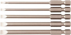 Wiha - 5 Piece, Bit Set - 1/4" Drive, Slotted Point - Exact Tooling