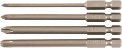 Wiha - 4 Piece, Bit Set - 1/4" Drive, Phillips Point - Exact Tooling